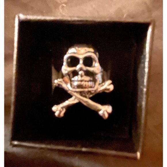 SKULL N CROSSBONES STERLING SILVER RING - Picture 1 of 3